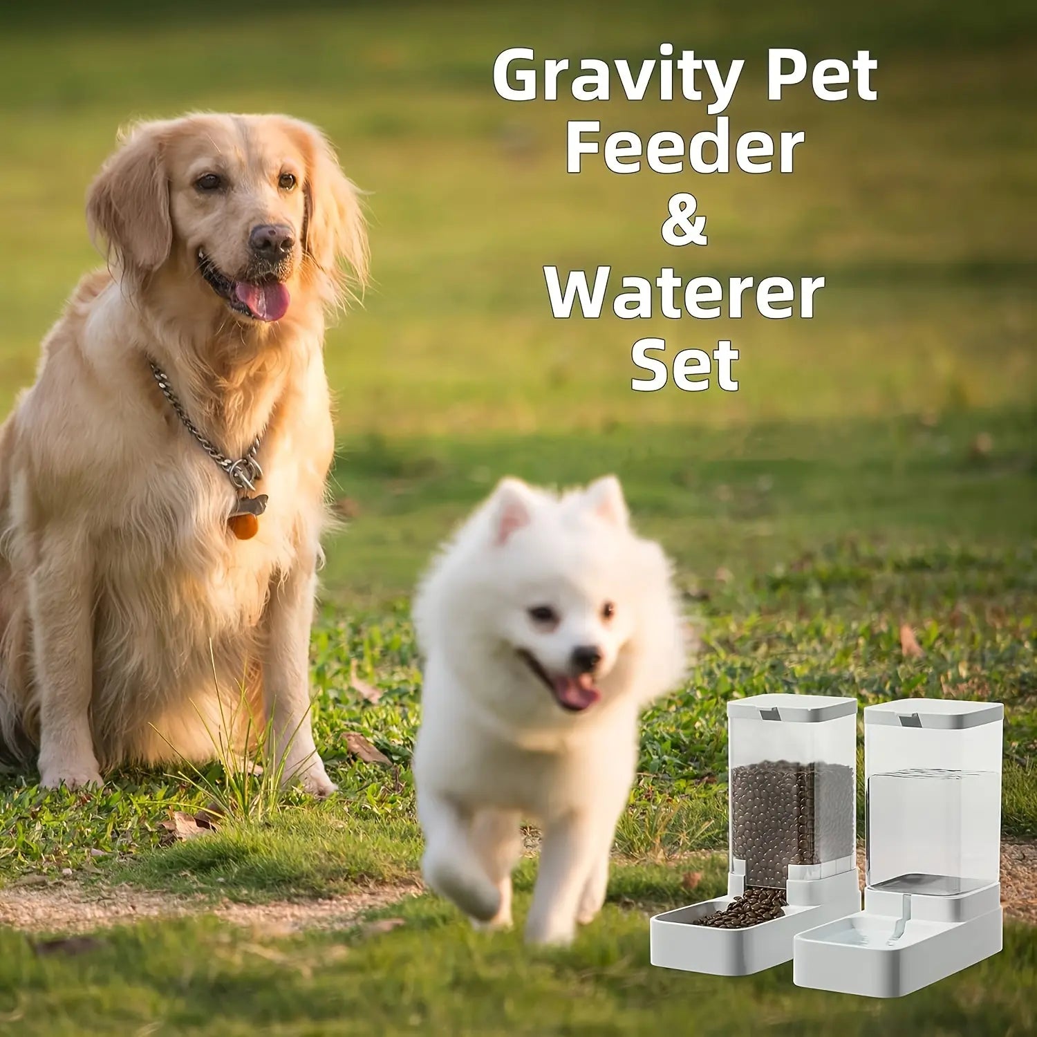 2-Piece Gravity Pet Feeding and Drinking Set, Automatic Dog Food Feeding and Drinking Set - Pet Feeding Set - Suitable for Dogs, Cats, and Pet Animals - Automatic Feeder