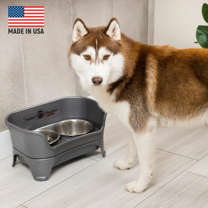 EXPRESS Neater Feeder for Dogs - MESS PROOF PET BOWLS, Stainless Steel Bowls, Raised Walls, Elevated Feeder, Bpa-Free, Top-Rack Dishwasher Safe, Made in USA