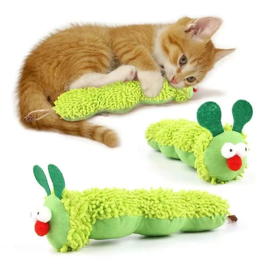 Cat Plush Chewing Toy Catnip Cute Caterpillar Crocodile Bite Resistant Kitten Toy Teeth Cleaning Interactive Cat Toy