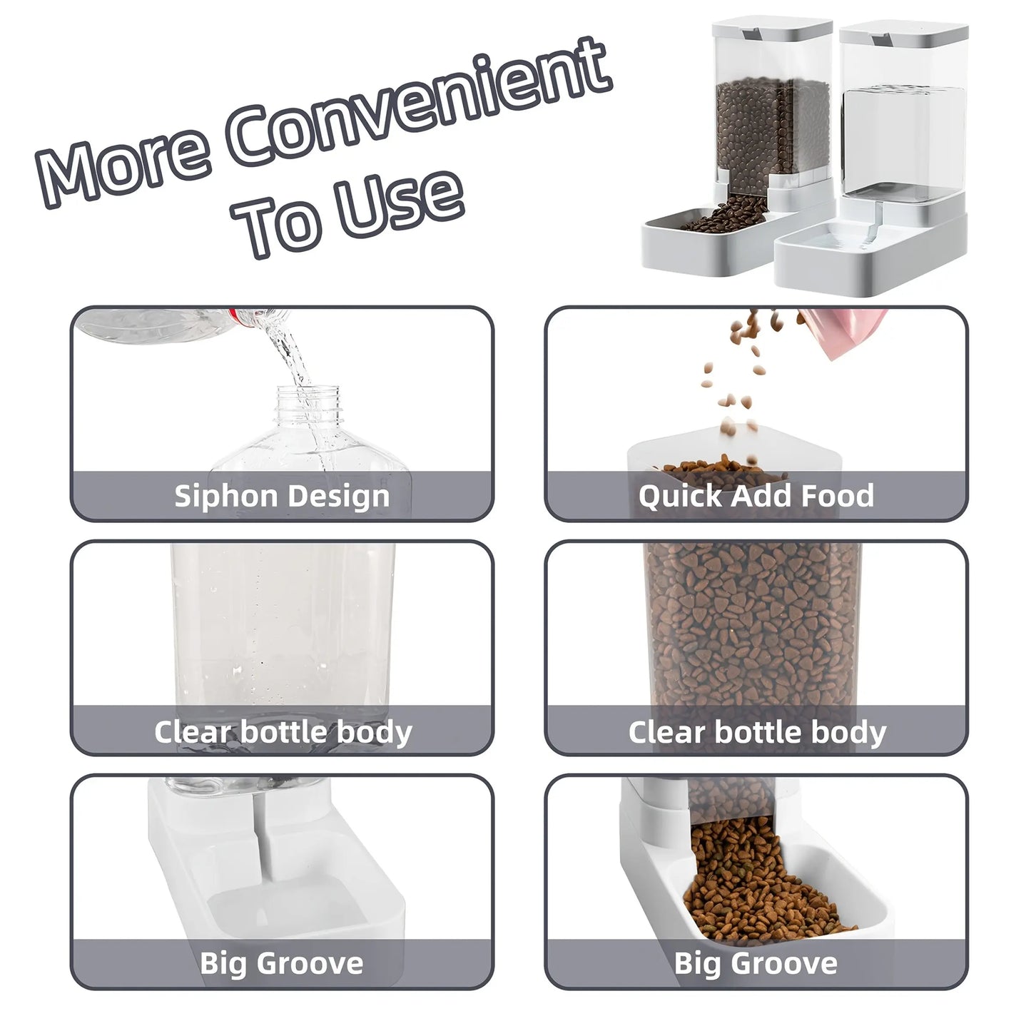 2-Piece Gravity Pet Feeding and Drinking Set, Automatic Dog Food Feeding and Drinking Set - Pet Feeding Set - Suitable for Dogs, Cats, and Pet Animals - Automatic Feeder