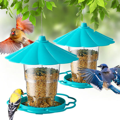 Adjustable Hopper Bird Feeder for Backyard Nature Watching with Rainproof Roof & Squirrel Baffle Design Holds 2.5 Lbs of Seed for Extended Feeding Periods