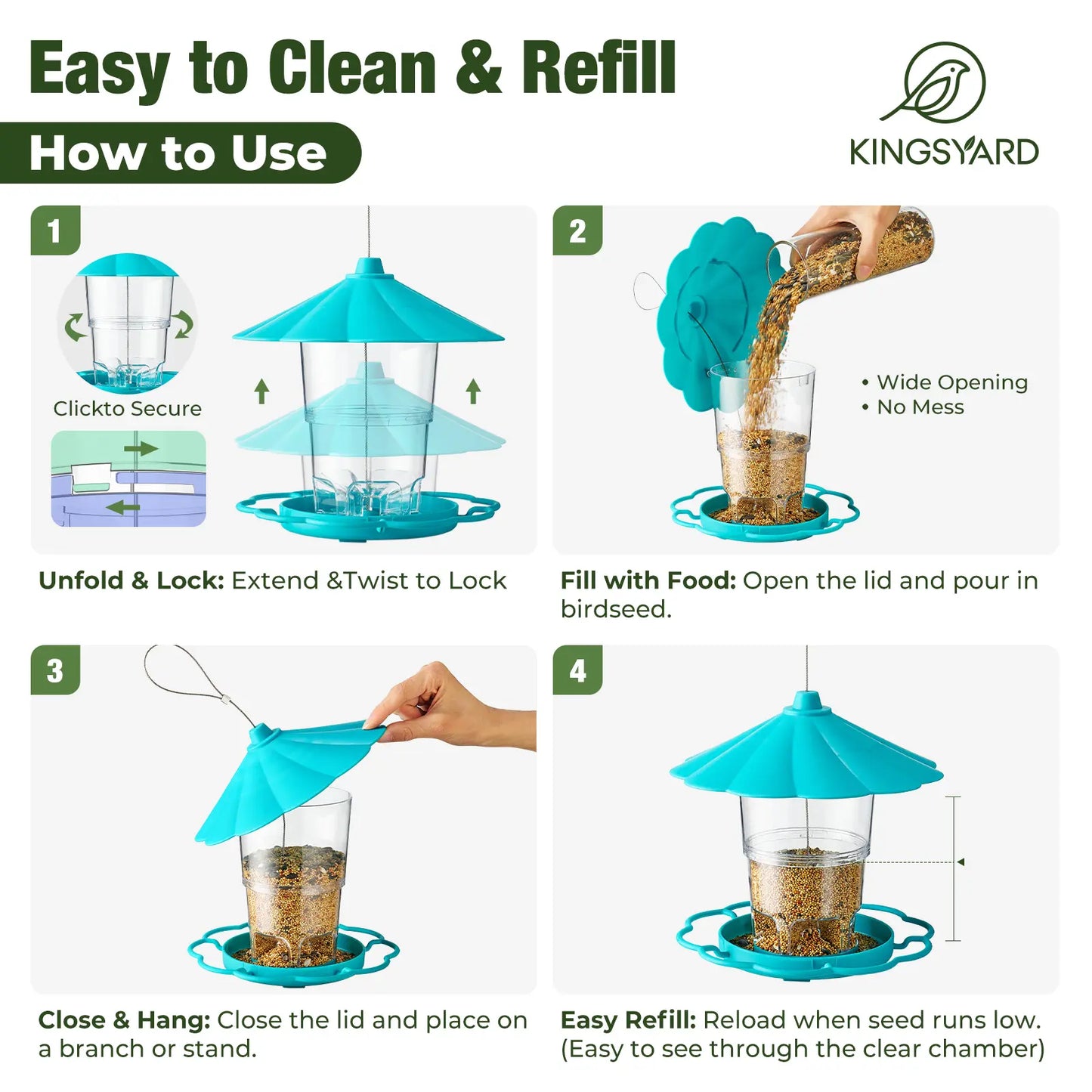 Adjustable Hopper Bird Feeder for Backyard Nature Watching with Rainproof Roof & Squirrel Baffle Design Holds 2.5 Lbs of Seed for Extended Feeding Periods