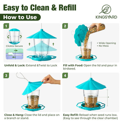 Adjustable Hopper Bird Feeder for Backyard Nature Watching with Rainproof Roof & Squirrel Baffle Design Holds 2.5 Lbs of Seed for Extended Feeding Periods