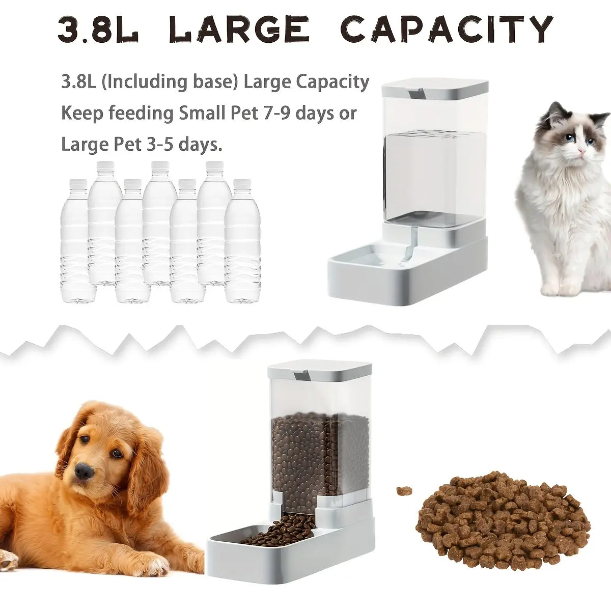 2-Piece Gravity Pet Feeding and Drinking Set, Automatic Dog Food Feeding and Drinking Set - Pet Feeding Set - Suitable for Dogs, Cats, and Pet Animals - Automatic Feeder