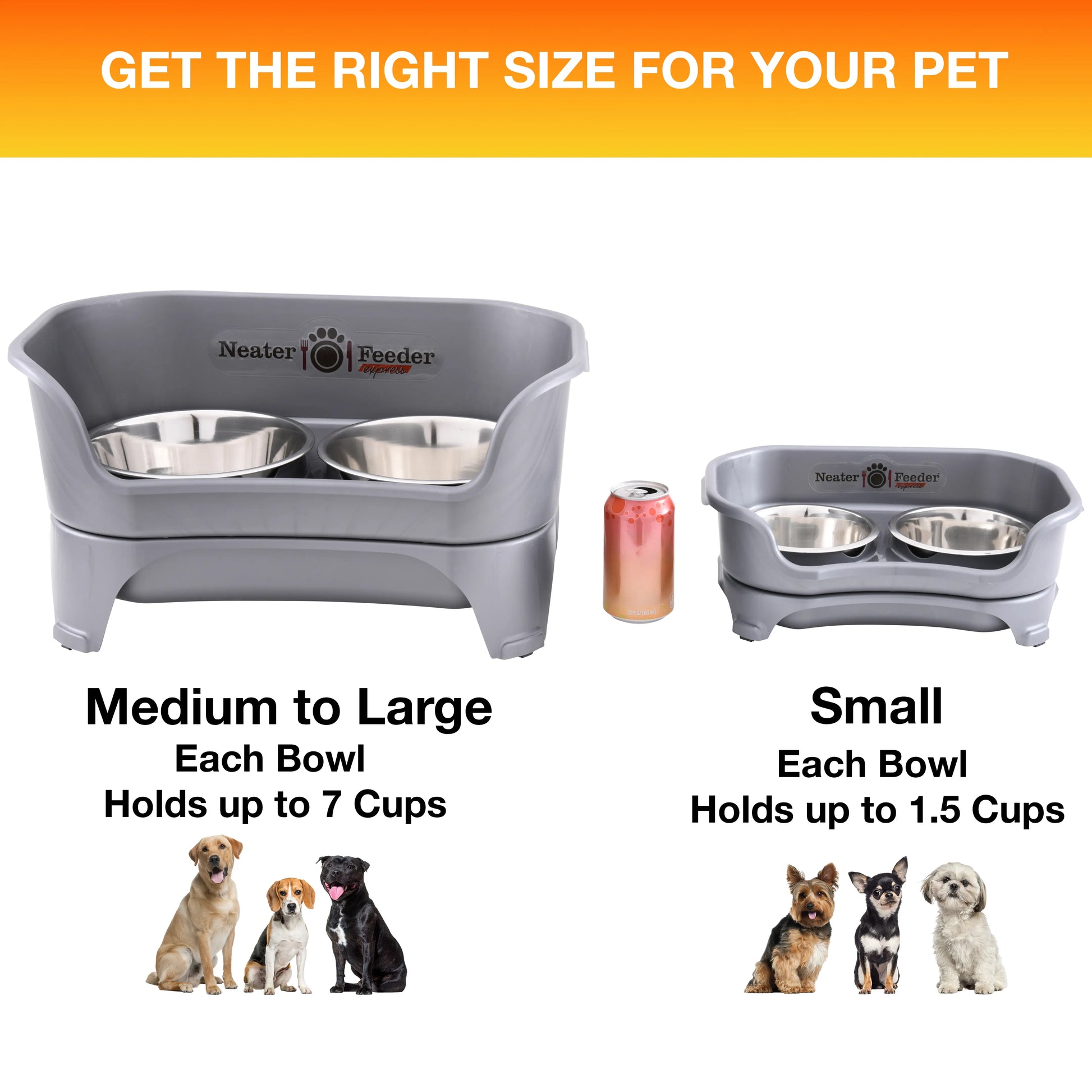 EXPRESS Neater Feeder for Dogs - MESS PROOF PET BOWLS, Stainless Steel Bowls, Raised Walls, Elevated Feeder, Bpa-Free, Top-Rack Dishwasher Safe, Made in USA