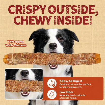 【Petlovers】Big Size Chicken Wrapped Beef Hide Dog Chew – Long Lasting Natural Treats for Aggressive Chewers (Medium & Large Dogs) | Just Try#Summervibes#Petlovers